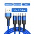 3 合 1 USB 电缆，适用于 iPhone 快速充电器 充电电缆，适用于 Micro USB 手机 C 型小米华为三星 iPad 充电器线|，|