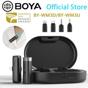 BOYA BY-WM3 专业电容式无线麦克风适用于PC iPhone Lightning 手机Android 流媒体迷你麦克风