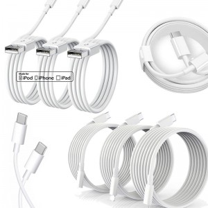 5PCS 适用于 iPhone 充电器 USB 充电线适用于 iPhone 13 12 11 Pro XS MAX XR X 8 7 6 6S Plus SE ipad PD 快速充电器线