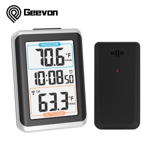 Geevon 气象站闹钟带温度和湿度数字贪睡表黑色 LED 台钟