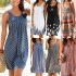 连衣裙女夏季供应夏季欧美新款无袖圆领定位印花连衣裙休闲Vestidos CFFD722